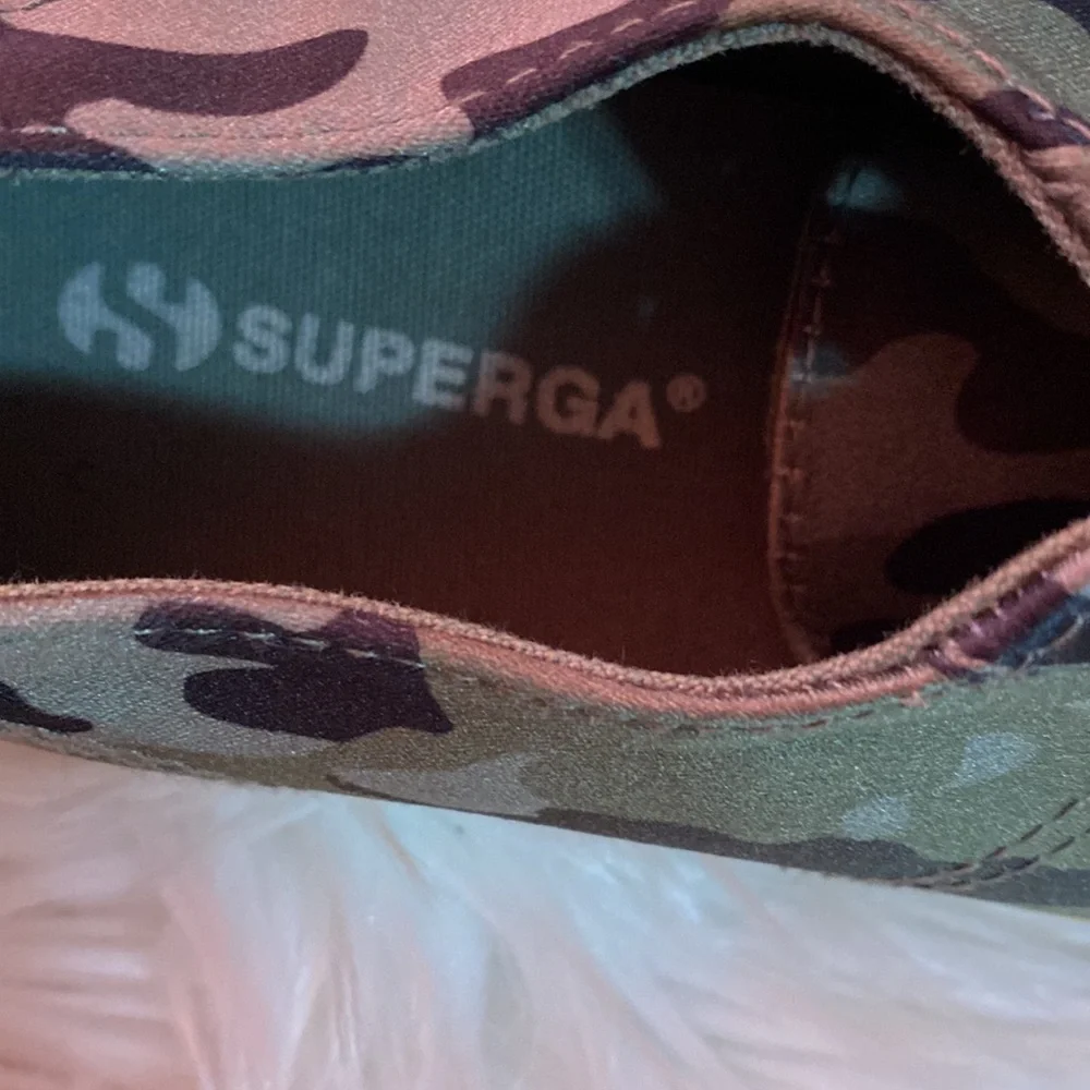 Superga Camouflage Sneakers with Green Laces size 7 - Picture 5 of 8